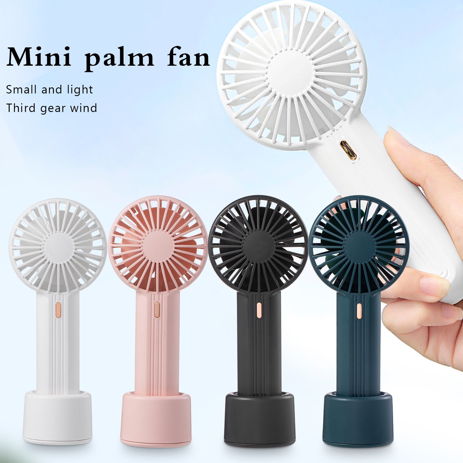 Summer 1pc Cute Portable Mini Fan Handheld Usb Chargeable Desktop Fans 3 Mode Adjustable Summer Cooler For Outdoor Travel Office