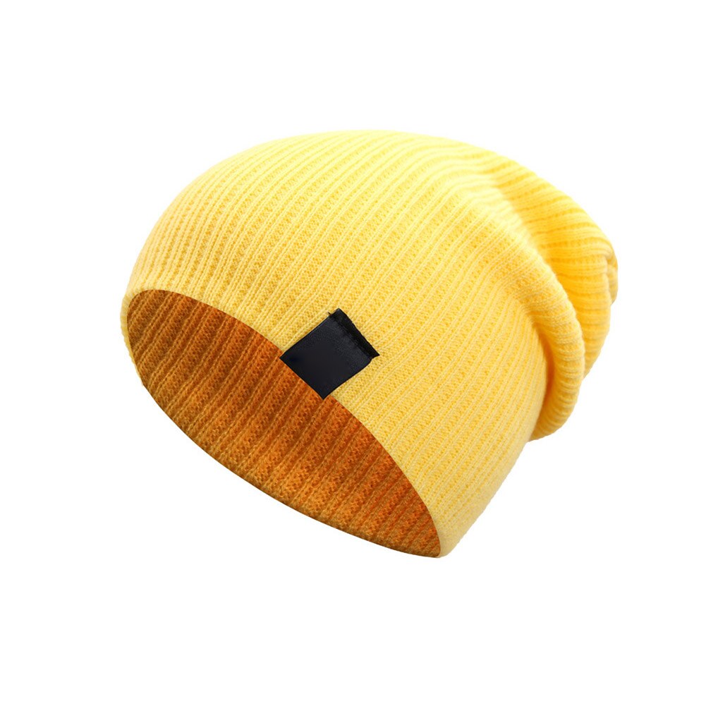 de las mujeres de los hombres de invierno gorros gorro de exterior de esquí sombrero suave, de punto sombrero: Amarillo