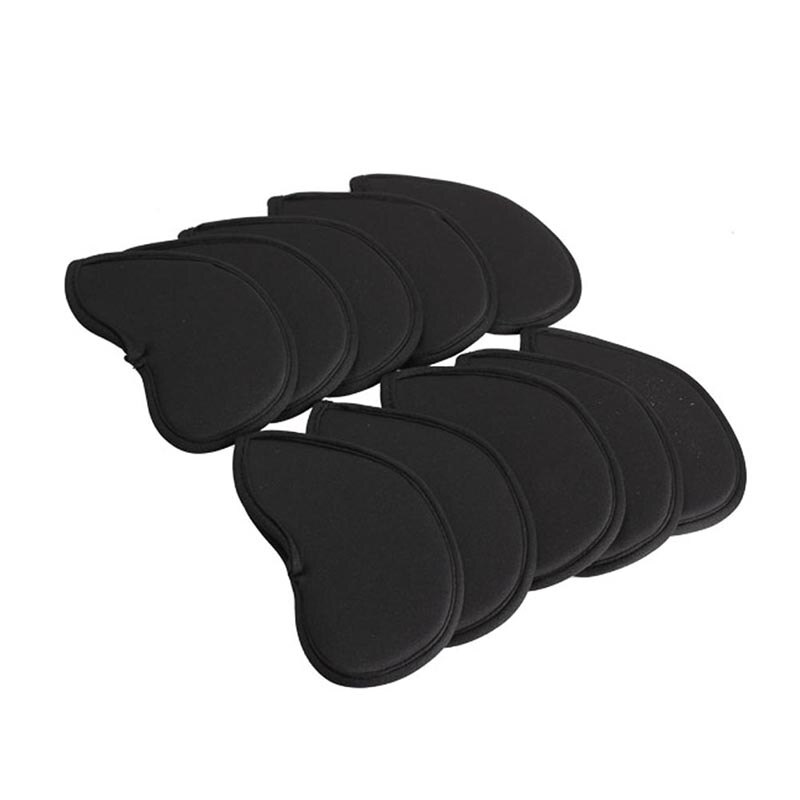 10pcs Pocket Golf Head Cover Club Iron Putter Head Protector Set Neoprene Black Golf Safety Accessories