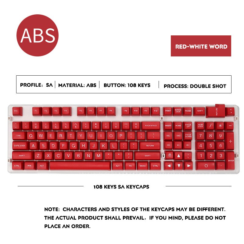 108 schlüssel SA Profil Keycap Große Schrift Opaque Ball Kappe Doppel Schuss Personalisierte Keycap Für Cherry MX Schalter Mechanische Tastatur: Red