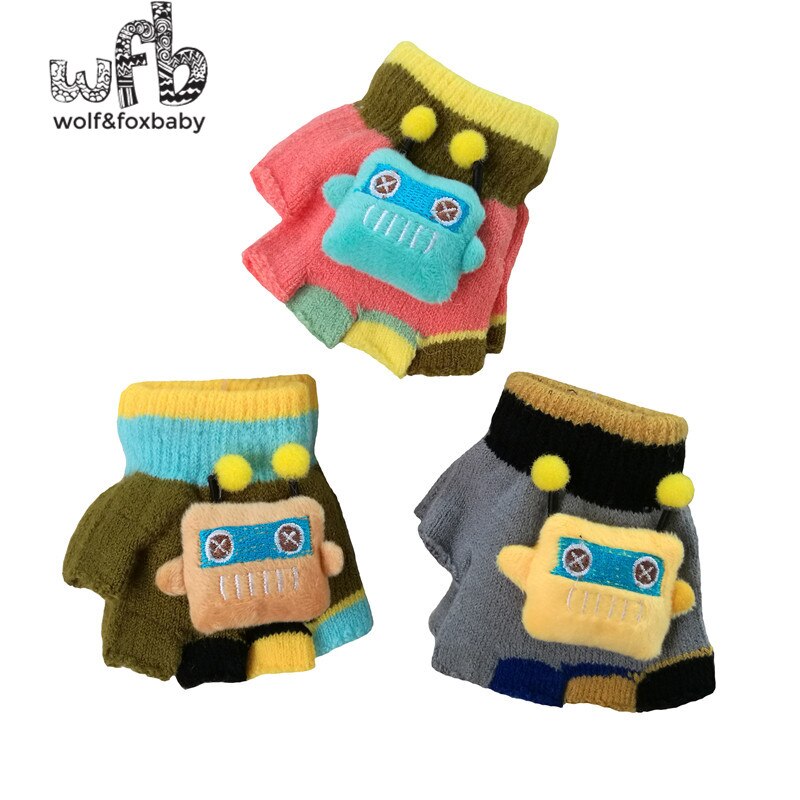 Retail 2-7years Gloves Mittens 3D exposed fingers kids boys girls child children infant spring fall autumn