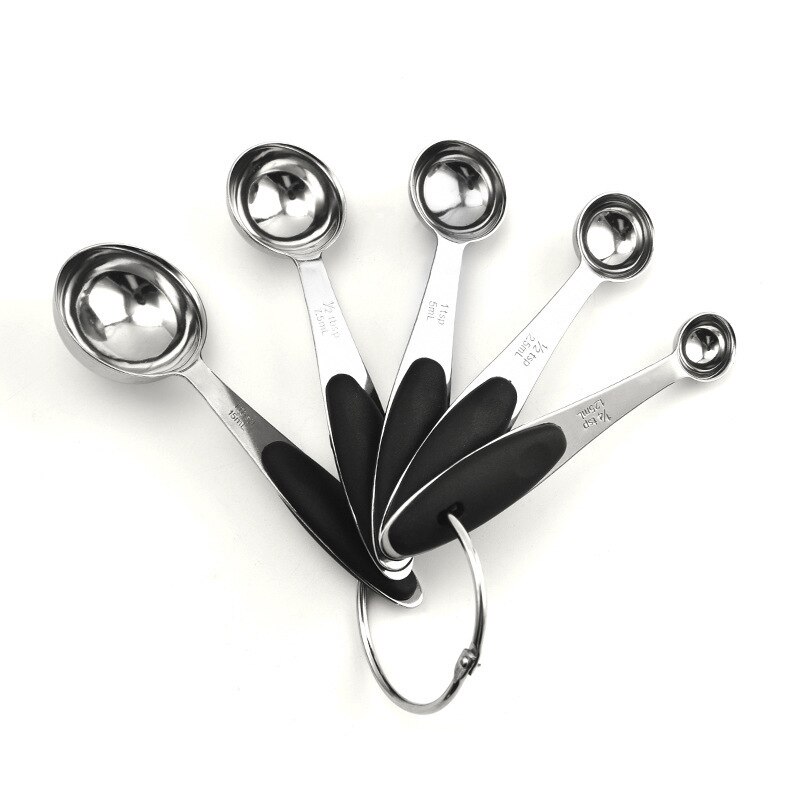 Baking Bartending Measuring Cup Kitchen Accessories Stainless Steel Plated Copper Rose Gold Measuring Spoon Cooking Tools Set: Black MeasuringSpoon