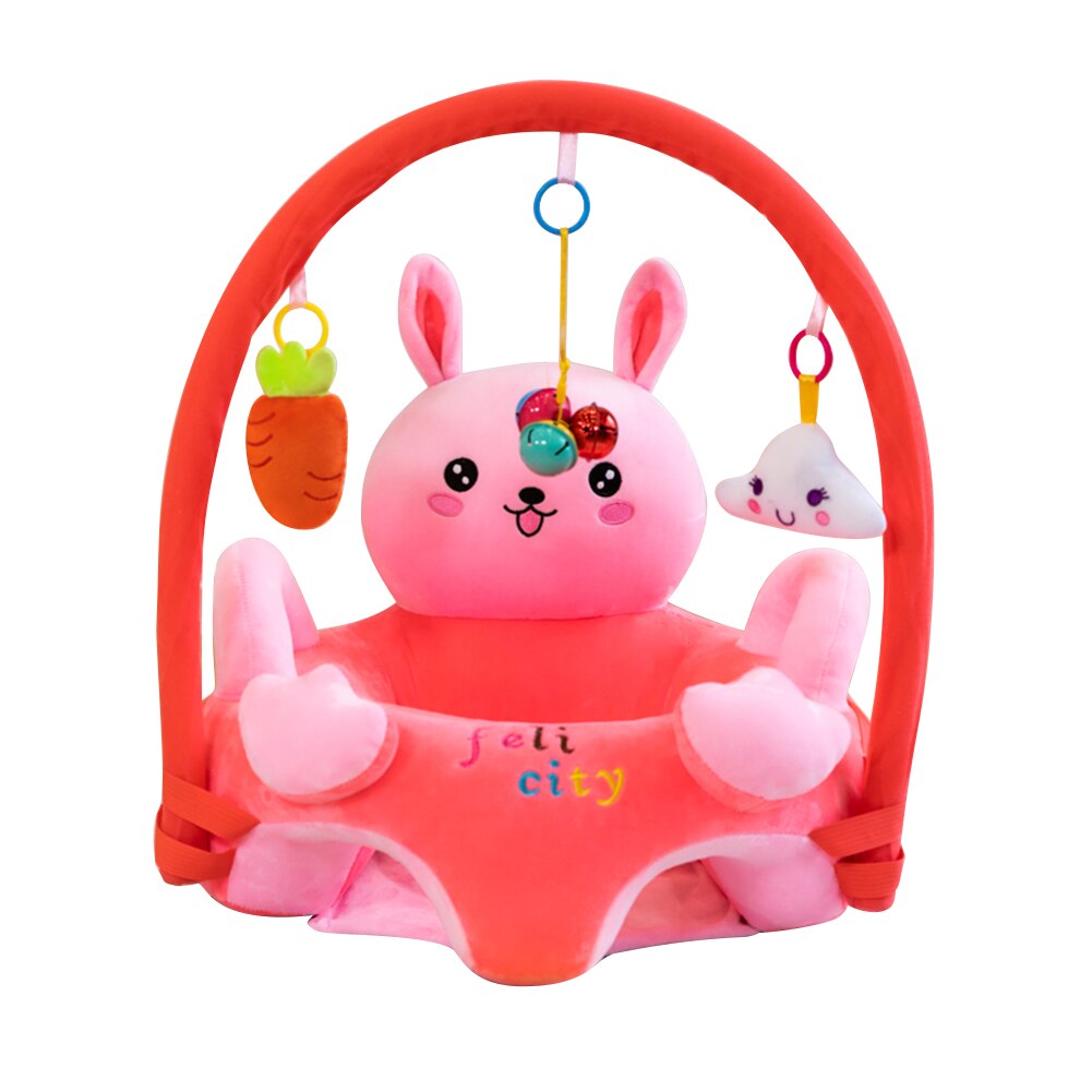 Cute Baby Plush Chair Sofa Practical Cartoon Animal Infant Baby Support Seat Chair Plush Toy for Learning Sit 45X48cm#37: with pole-Red