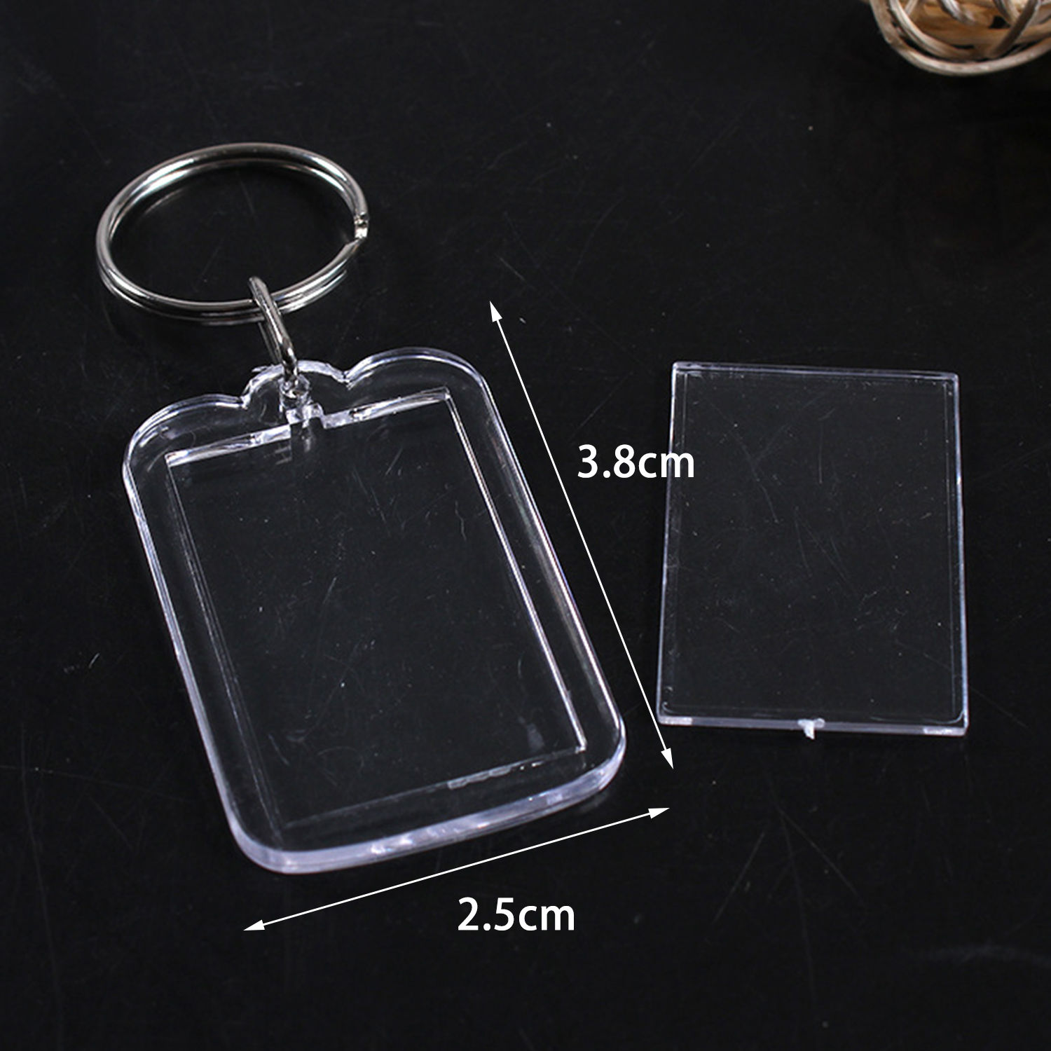 Photo Frame Keychian Acrylic Rectangle Insert Picture Frame Keyring Key Holder DIY Split Ring for Women Ladies Girls: Gold