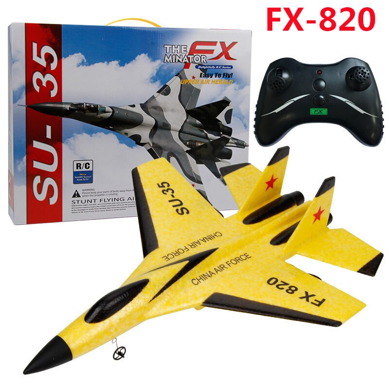 FX-820 SU-35 RC Remote Control Airplane 2.4G Aliante RC Drone Fighter Hobby Aereo Aliante Aereo EPP Schiuma Giocattoli RC Aereo All&#39;aperto: FX820 Yellow