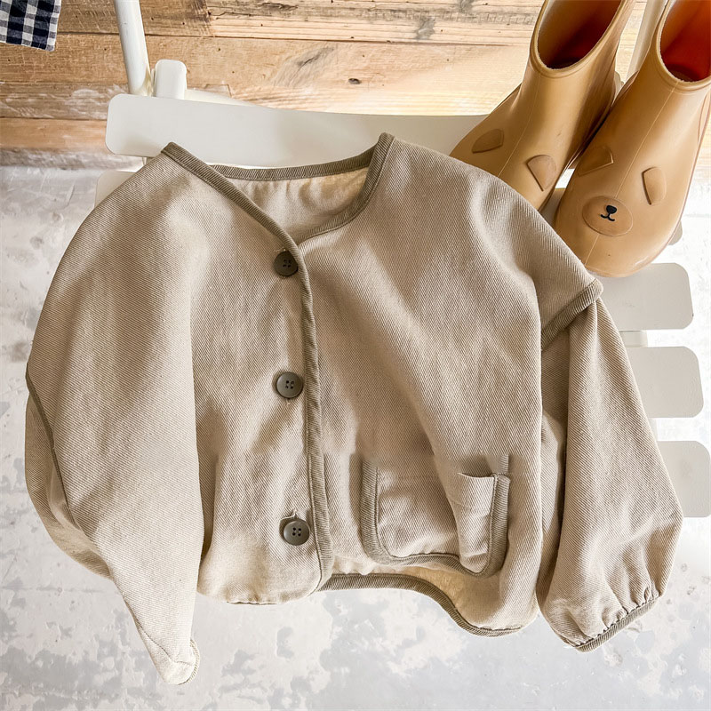 MILANCEL 2022 Spring New Kids Coat Girls Cardigan solido manica lunga ragazzi vestito in cotone lavato