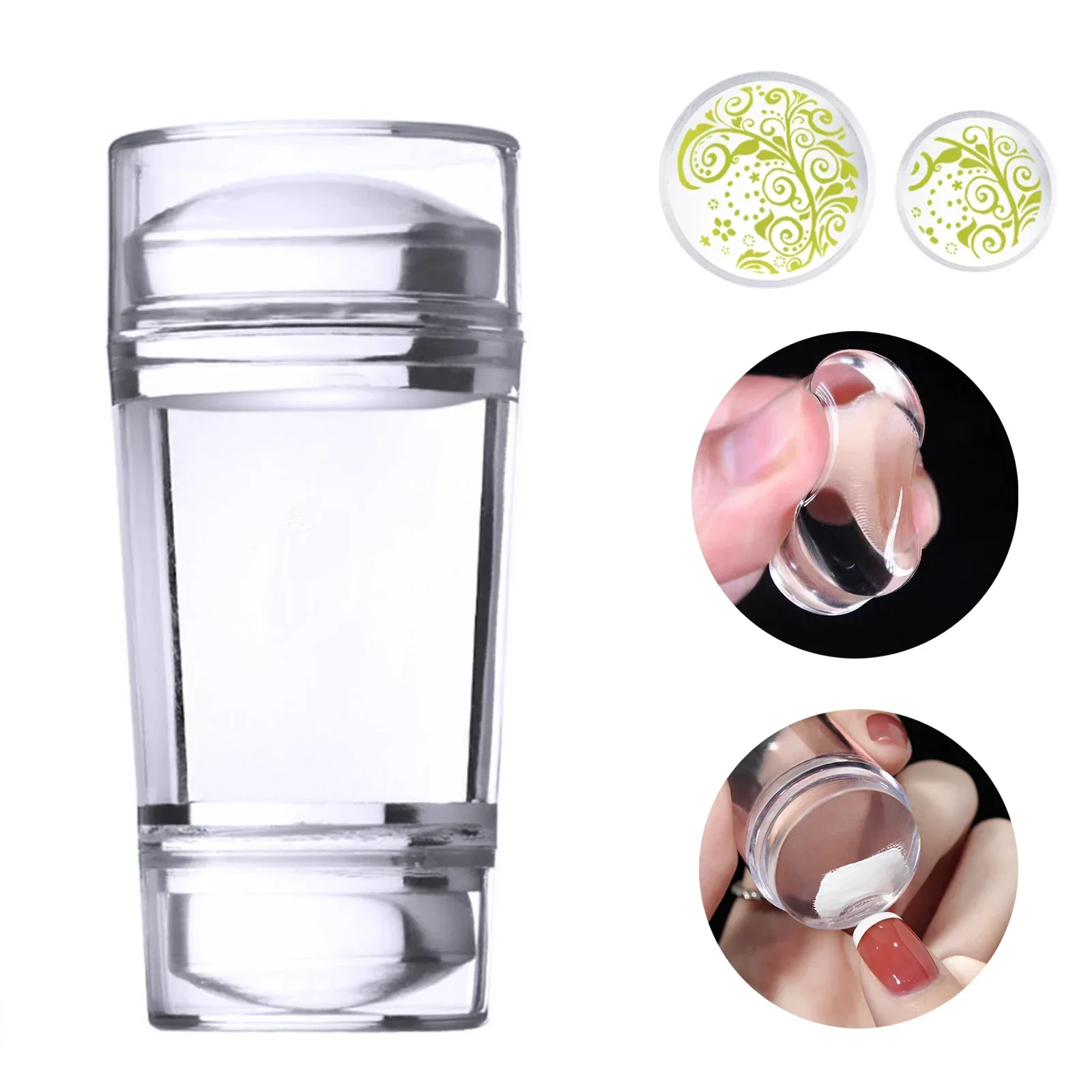 Silicone Transparent Template Seal Stamper Scraper Stamping French Manicure Plate Stamp Stencil Nail Stamp Art Embossing Tools: Pink