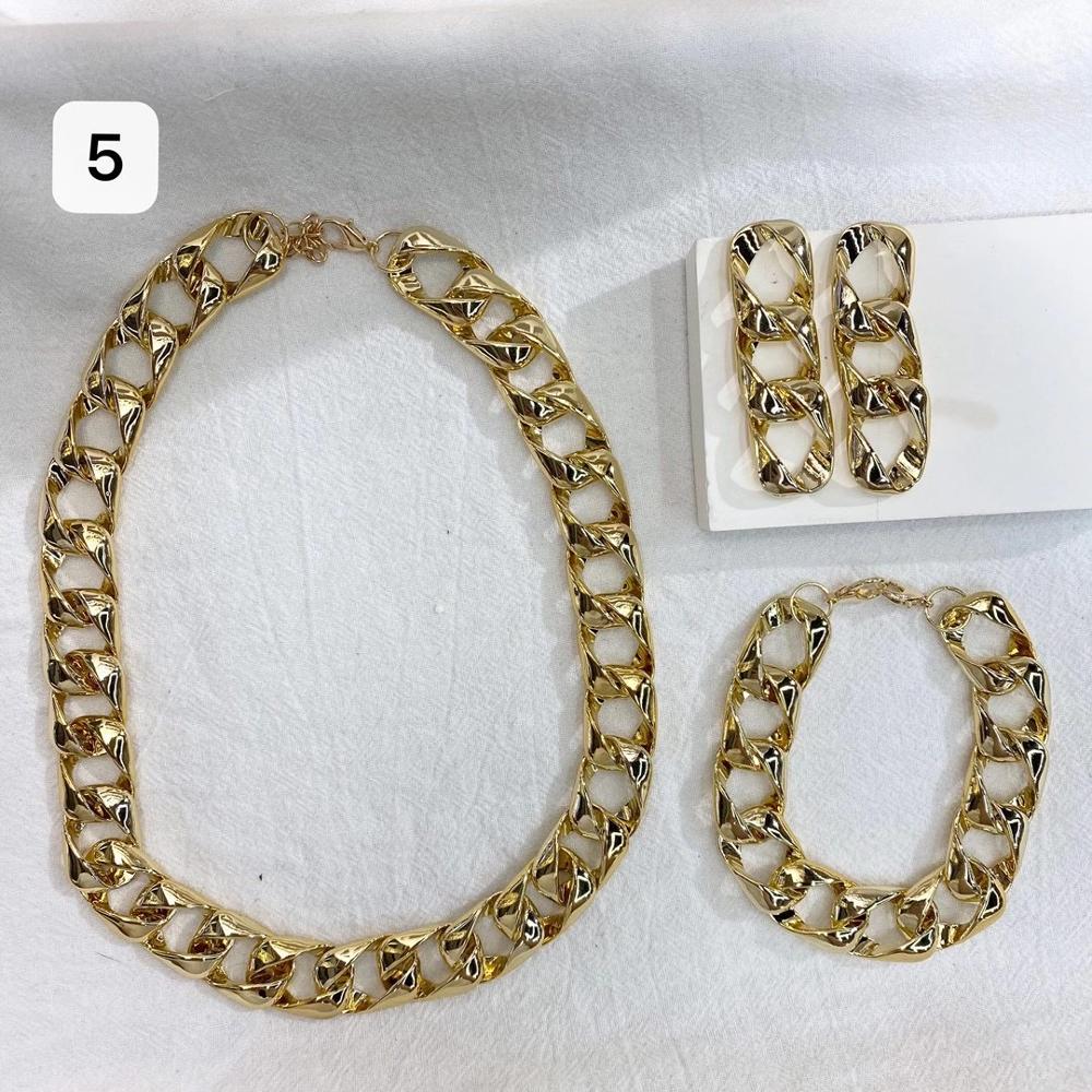 Dames retro gouden dikke kettingset van 3 #39 hiphop punk straatstijl sieraden korte ketting: 5