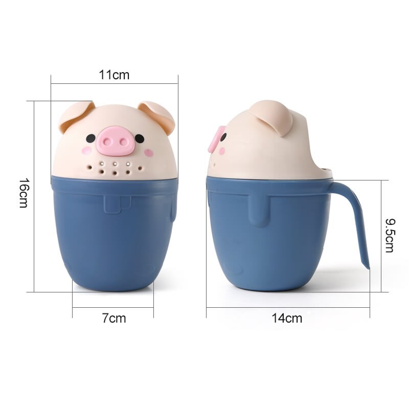 Barn badverktyg tecknad gris baby badmössor söt toddle schampo kopp barn bad bailer baby shower skedar tvätta hår kopp