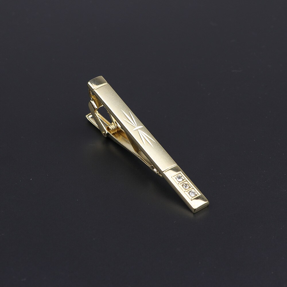 Slips klip klassisk trendy mænd guld krystal juvel metal mandlig business banket bar slips clips lås tilbehør: 12