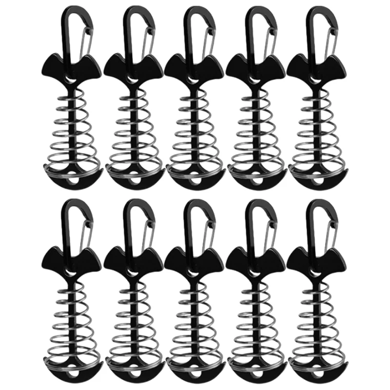 10/5PCS Lente Visgraat Dek Haringen Tent Stakes Luifel Anker Wind Touw Gesp met Karabijnhaak Dek Vaste nagels Camping Tent Haken: Oranje