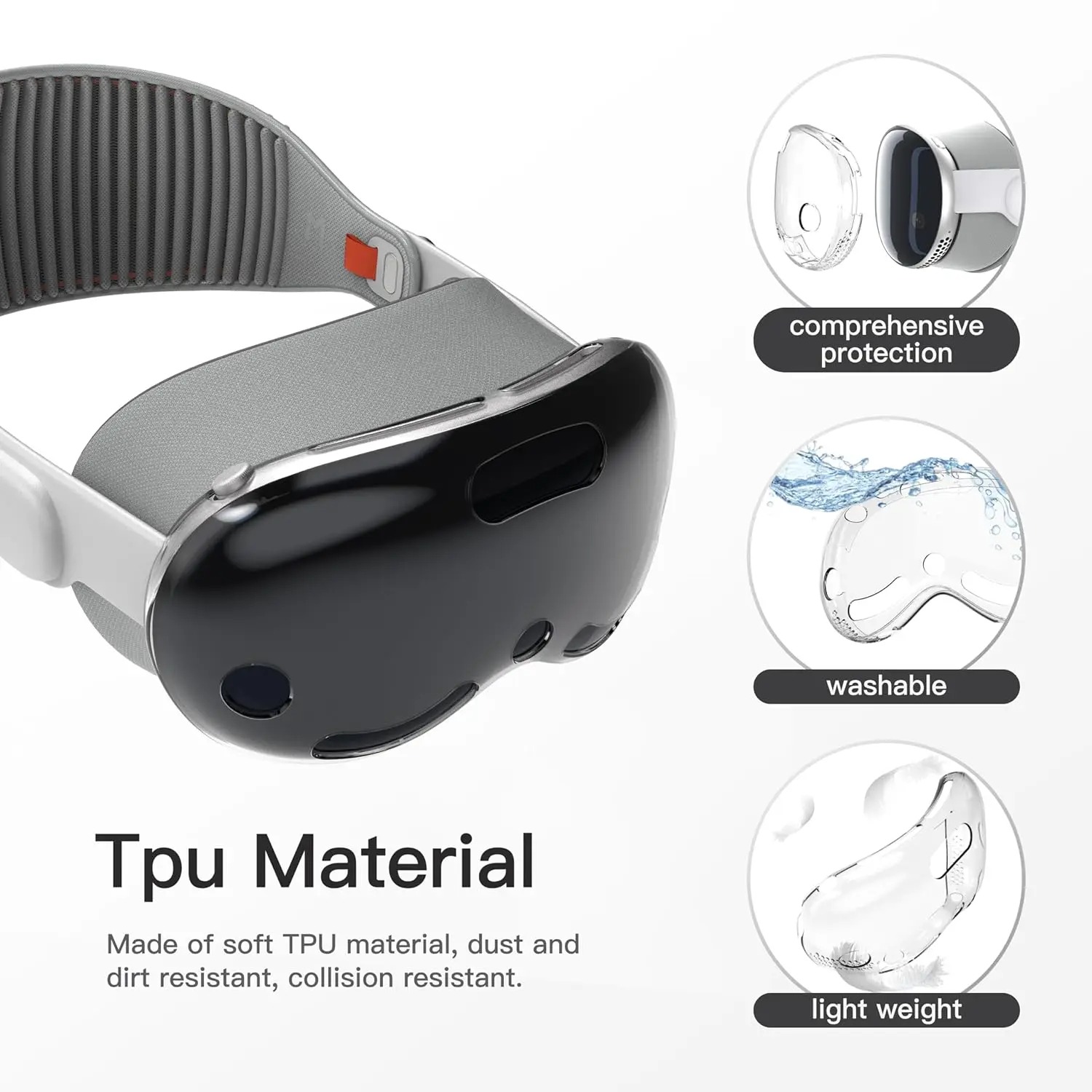 Protective Cover For Apple Vision Pro VR Glasses Overall Case TPU HD Ultra-Thin Durable Cover Screen Protector Anti-Dust Sleeve