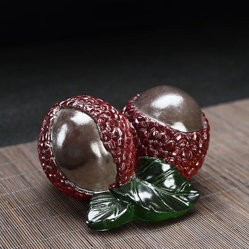 Color Changing Tea Pet Lychee Decoration Artware Decorations Tea Ceremony Kung Fu Tea Set Accessory Same Auspicious Fruit Lucky: Small lychee-2