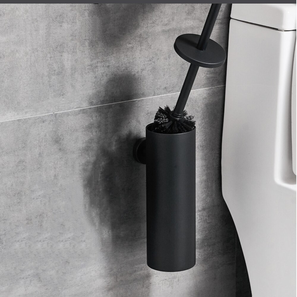 Toilet Brush Holder Black 304 Stainless Steel Storage Rack Wall Mounted Deodorant Splash Proof Bathroom Hardware Brush Holder
