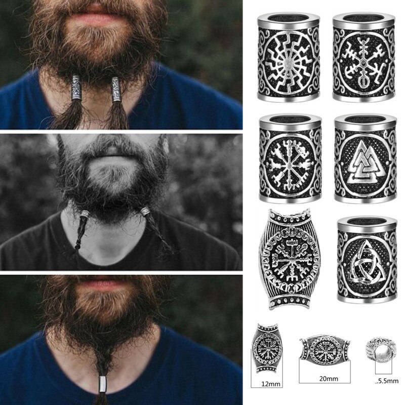 1-5 stücke Wikinger Rune Haar Bart für Haar flechten Schmuck, Der Haar Bart Handwerk Schmuck DIY Große See perle Zubehör
