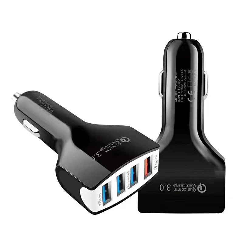 4 Usb Qc 3.0 Auto Lader Snel Opladen 3.0 Mobiele Telefoon Opladen Auto Fast Charger 4 Port Usb auto Draagbare Oplader