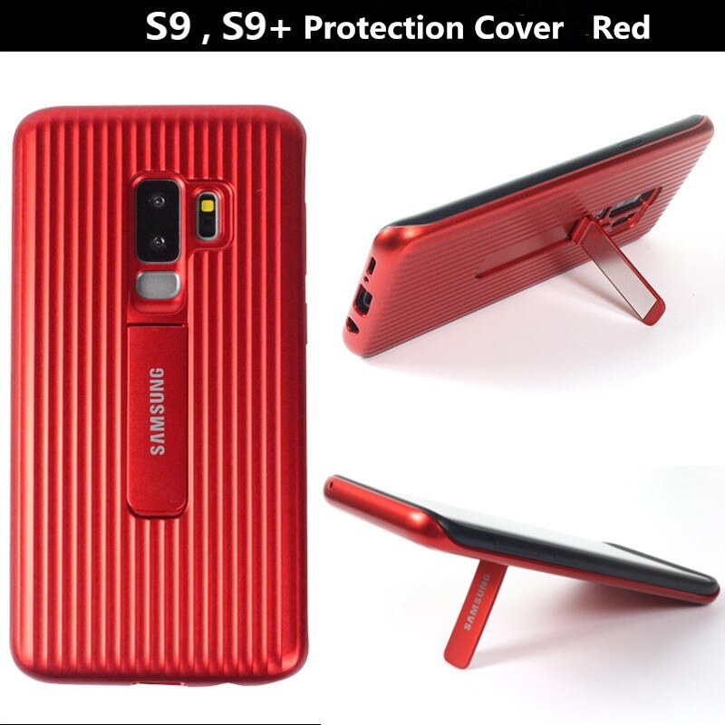 Heavy Duty Shockproof Stand Phone Protective Case for Samsung Galaxy S9 S9Plus S9+ Holster Plastic Hard Cover W/ Soft Tpu Frame: Galaxy S9 / Red