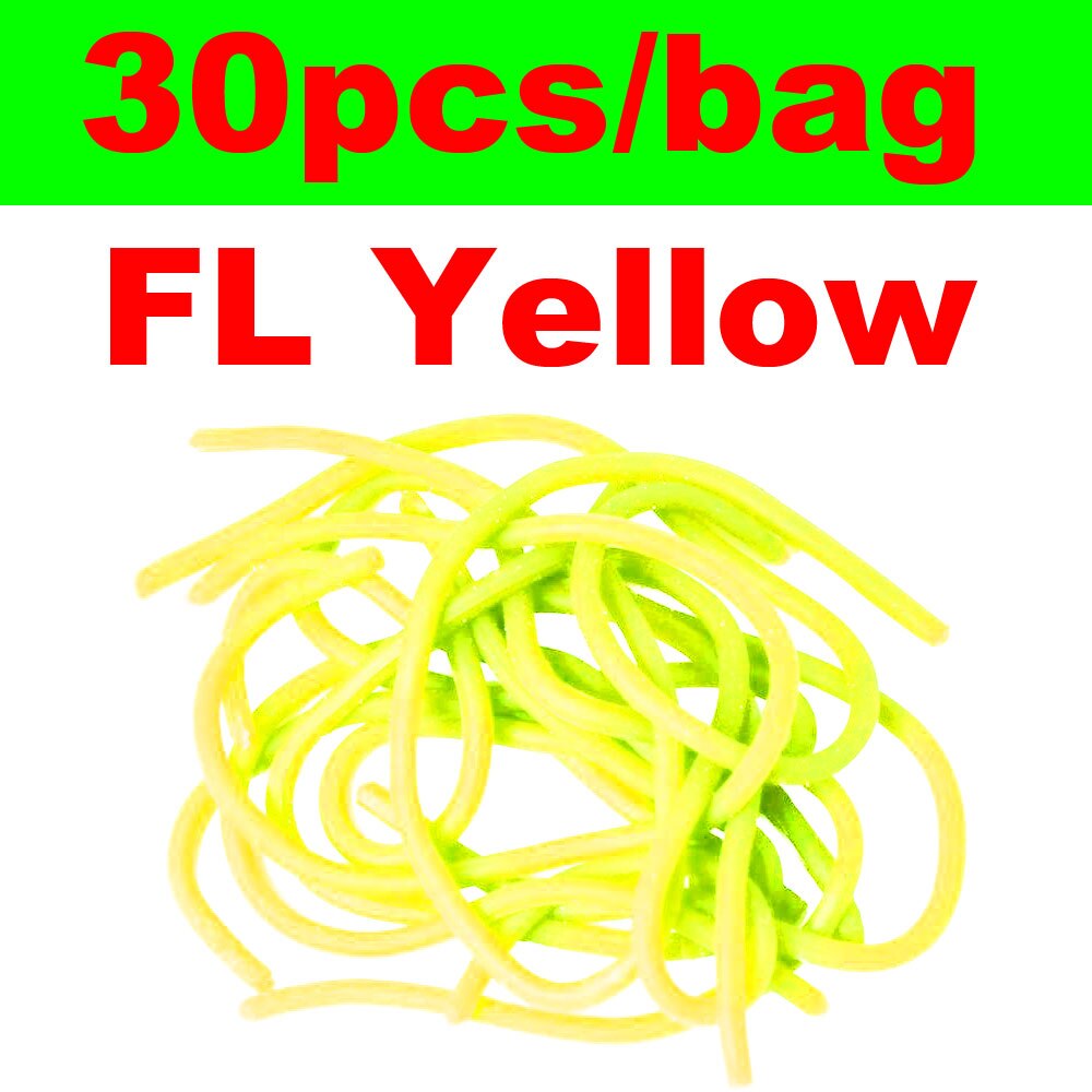 30pcs/Pack Squirmy Worms for Knitting Nymphs, Shrimps, Grubs, San Juan Worms Fly Tying Material Fishing Flies: FL Yellow