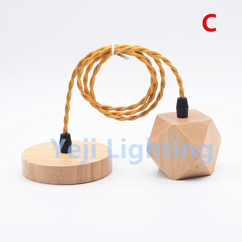 Hout lamp base houten plafond rose luifel met gevlochten kabel Moderne plafond plaat met E27 lamp houder voor led hanger lamp: C