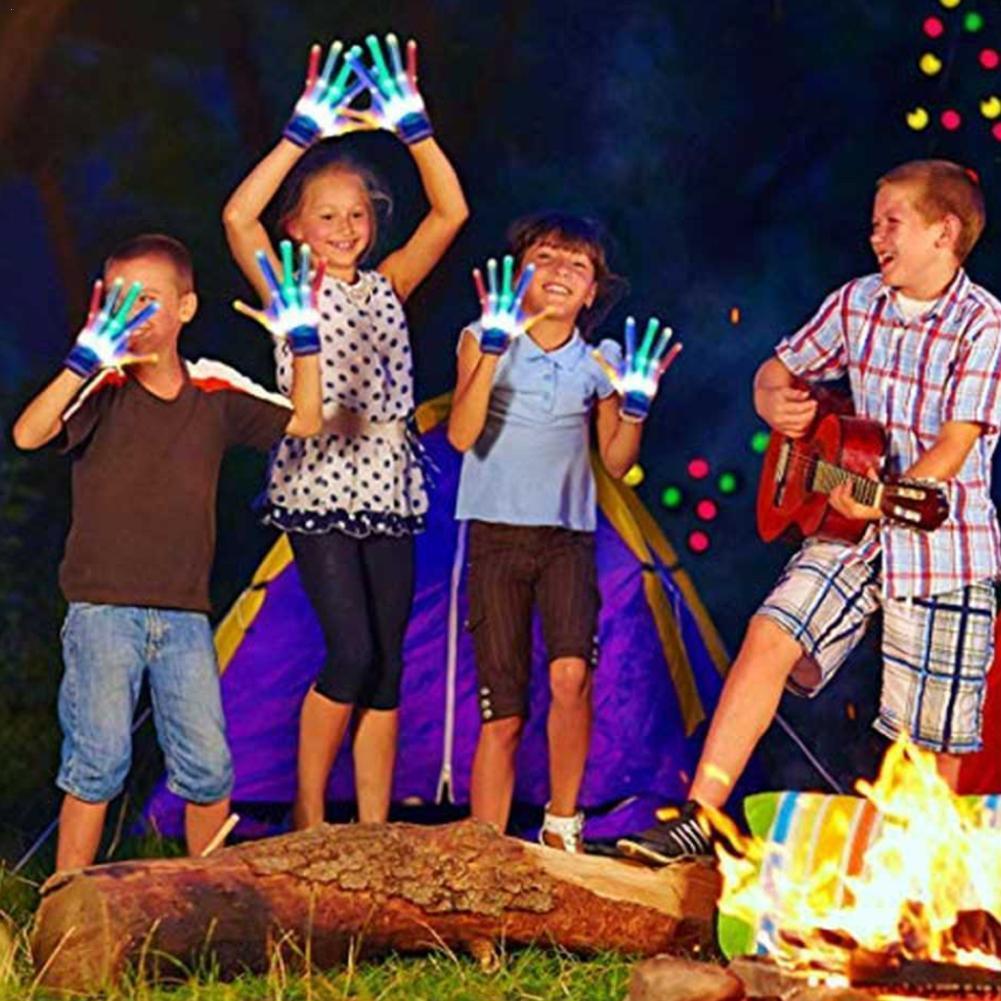 LED Gloves Neon Guantes Glowing Halloween Party Light Luminous party Skull Stage Props Gloves Flashing Costume Supplies O0T4