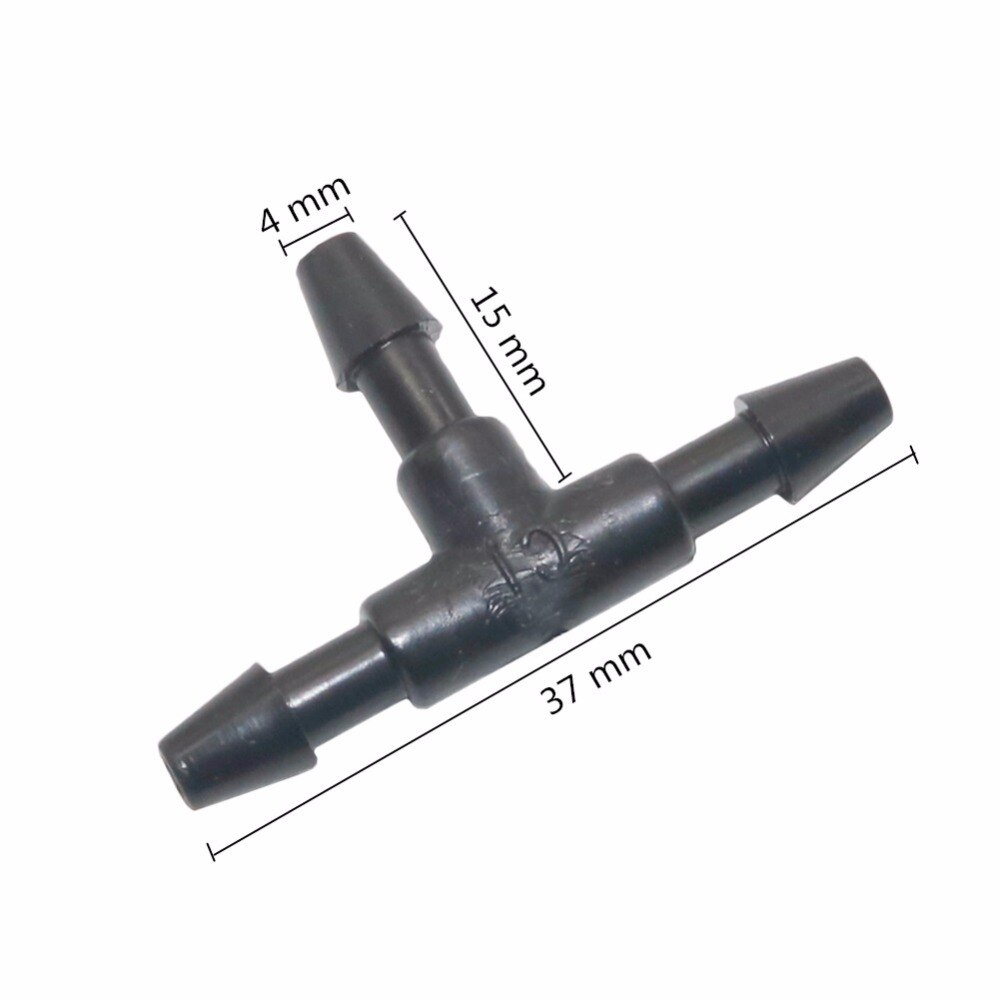 50 stk hageslange 3/5mm med mothager lik t-kopling for indre diameter 3 mm slange som forbinder plast hage vannings t-skjøt
