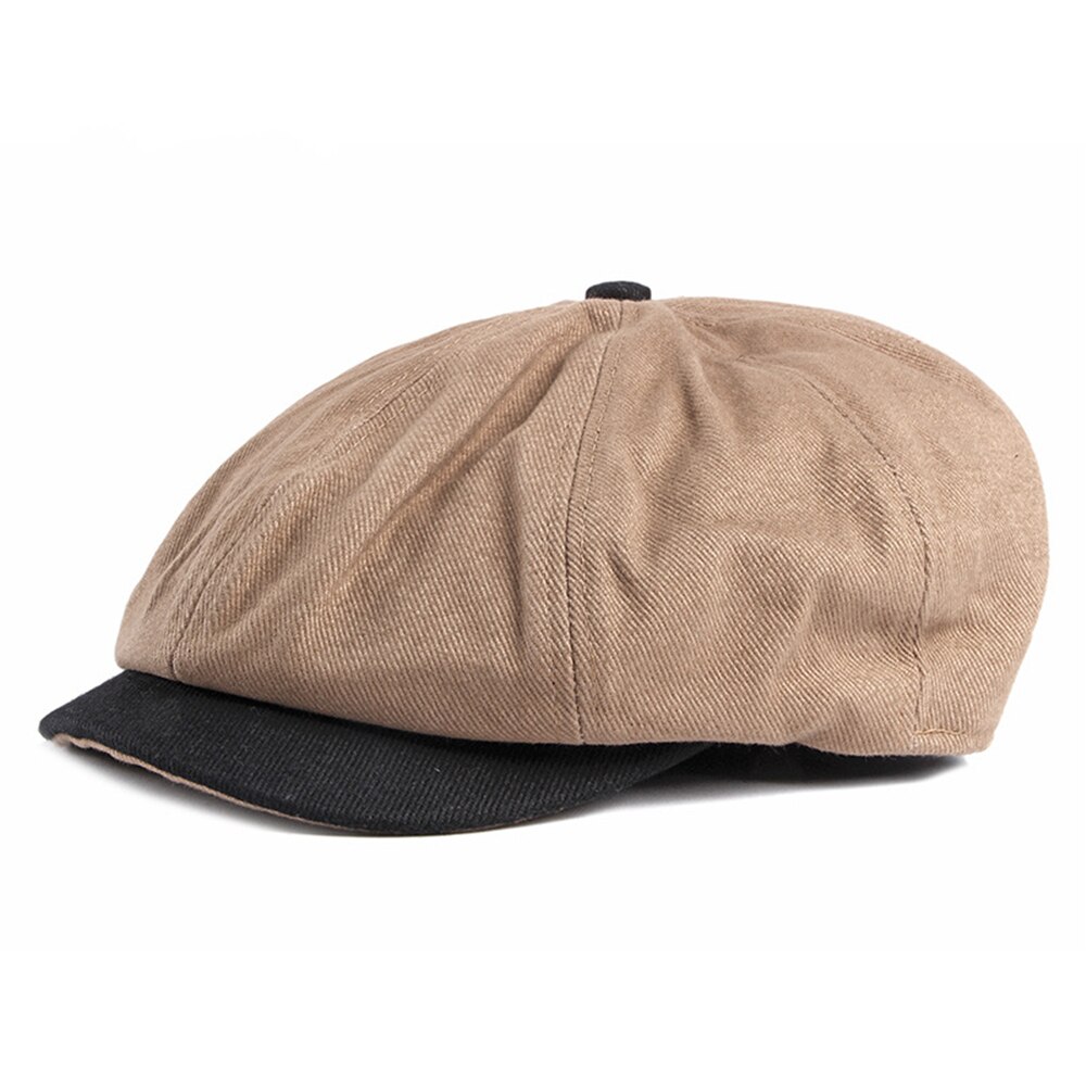 Bonnet de Style britannique en coton pour homme, béret en Patchwork de Style marin, casquette octogonale de printemps et d&#39;été: Kaki