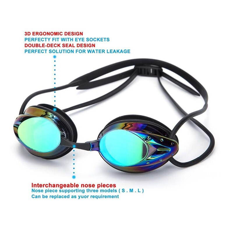 Svømmebriller til mænd justerbar galvanisering vandtæt anti-tåge uv kvinder swimmingpool briller voksne briller