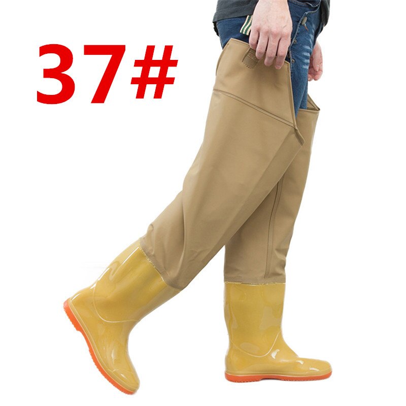 High-Jump Over Knee Waterproof Fishing Waders Leg pants Shoes Dichotomanthes End Rain Boots Adjust Height Strap Water Overalls: 37