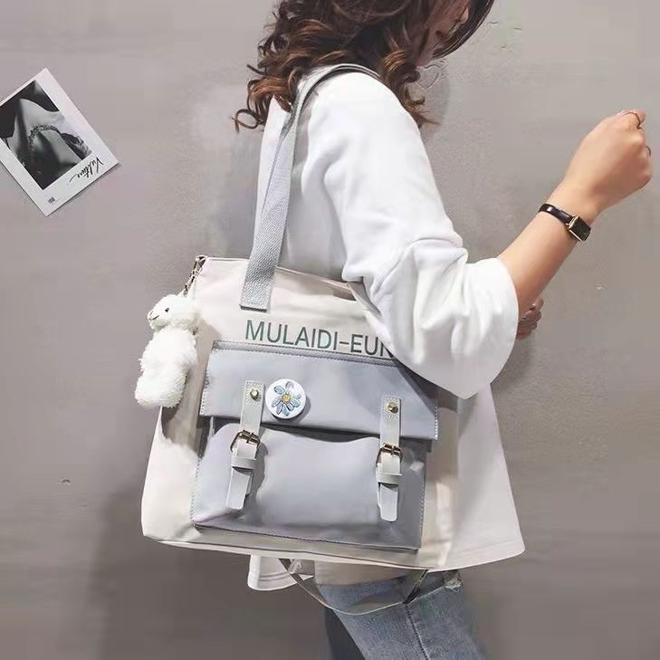 Large-Capacity Canvas Bag Female 2021 New Japanese Harajuku Portable Large Bag Campus Student Shoulder Messenger School Bag sacs: green