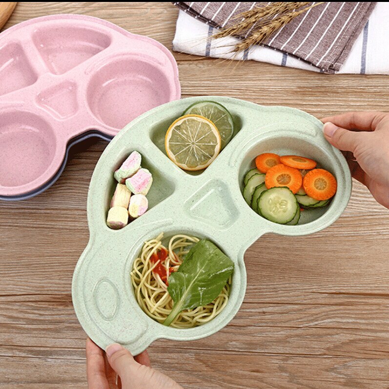 Plato de comida para bebé con forma de coche alimentación de silicona, esterilla, plato