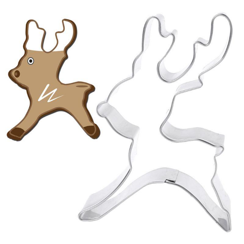 Stainless Steel Cookie Cutter Cake Biscuit Baking Mold Bakeware Cute Cartoon Deer Shape Cake Moulds Baking Pan Tools