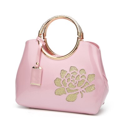 Stijlvolle lederen draagtas shining shell tas een schouder schuin tas speciaal ontworpen voor dames Chinese stijl armband tas voor: Roze