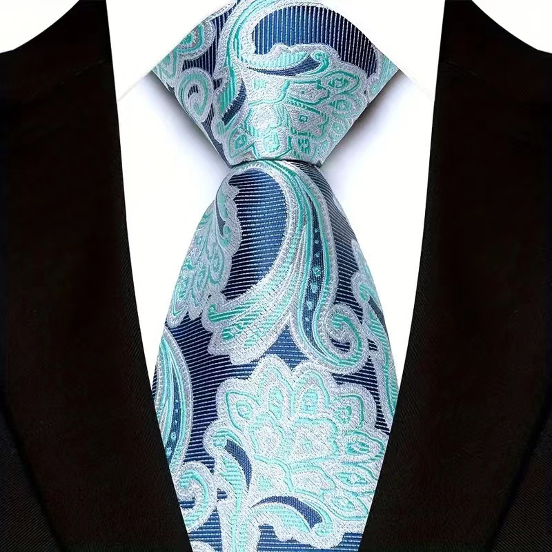 Corbata de lujo de 8CM para hombre, corbatas florales de Cachemira para hombre, novio, corbata tejida Jacquard, accesorios para de boda y negocios: Azul