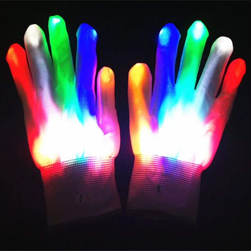 1 par de guantes de iluminación LED, accesorios de iluminación para fiestas de Navidad y Halloween, luces LED para dedos, danza fluorescente, coloridos Guantes luminosos