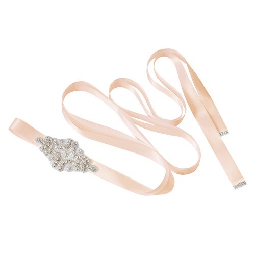 TRiXY S03 Rhinestone Belts Wedding Belt Brides Dresses for Wedding Dress Diamond Belt Skinny Waist Beads Wedding Accessories: baby pink