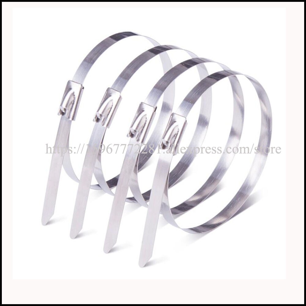 100 st buntband 304 självlåsande rostfritt stål buntband 4.6*600mm kabel metallinsats buntband plast sjötransport