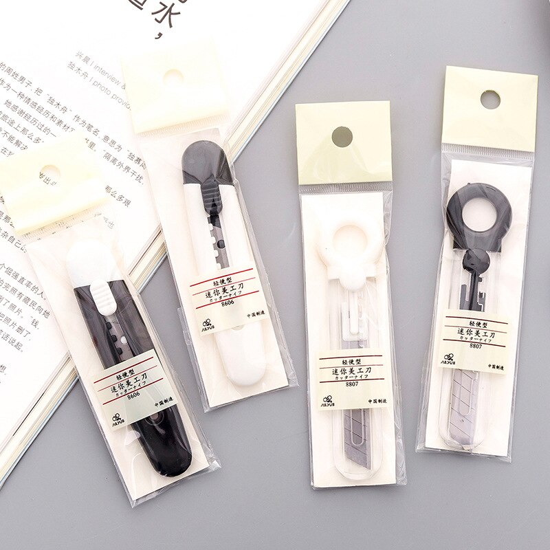 Mini Retractable Utility Knife Portable Transparent Box Cutter with Snap Off Blade and Slide Lock Art Handmade Cutter Stationery