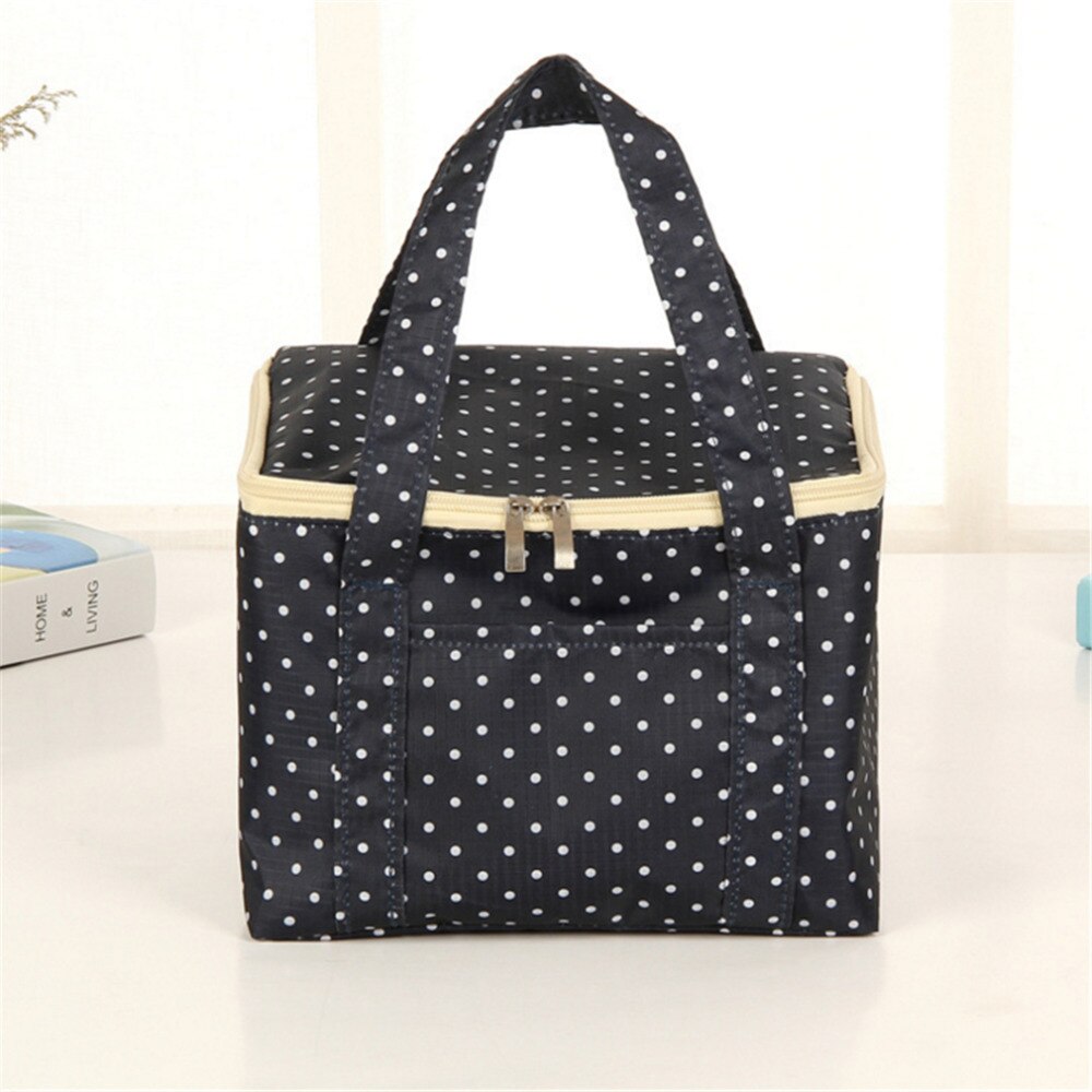 Sacs à déjeuner pochette Portable sac de rangement Oxford tissu rayure pique-nique étui isolé Point de vague thermique paquet de déjeuner pour les femmes enfants