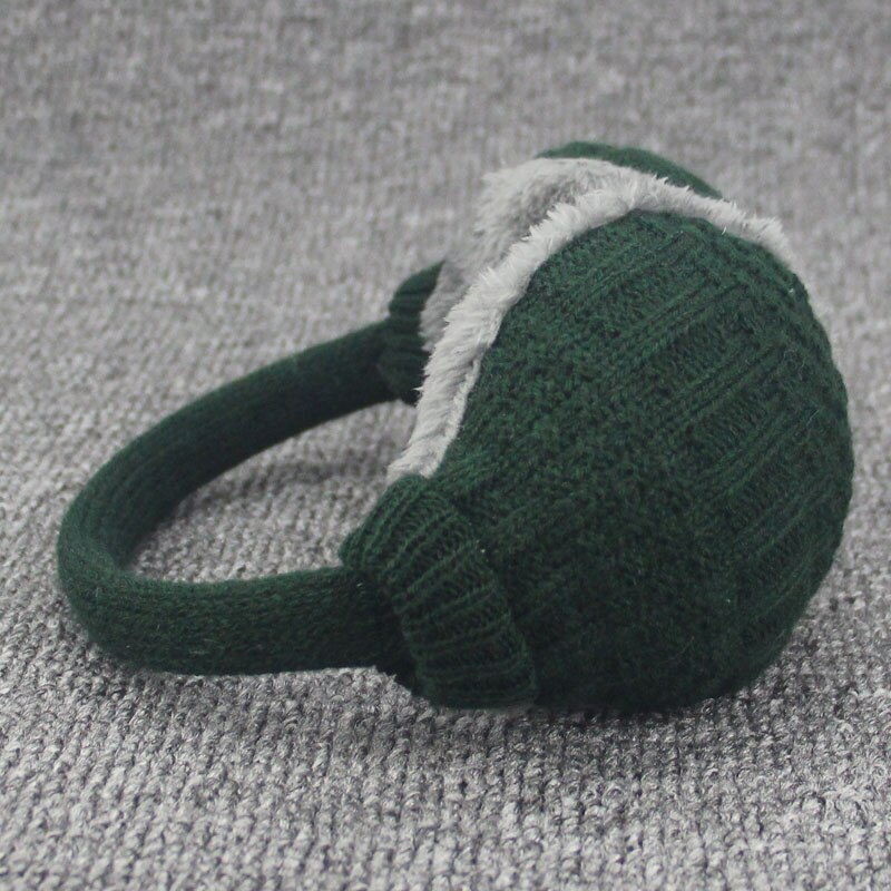 Frauen Warme Ohrenschützer Masken pelz kopfhörer Plüsch Gehörschutz Winter Warme Männer Gestrickte Kopfhörer NEUE Nette pelz ohrenschützer: DarkGreen