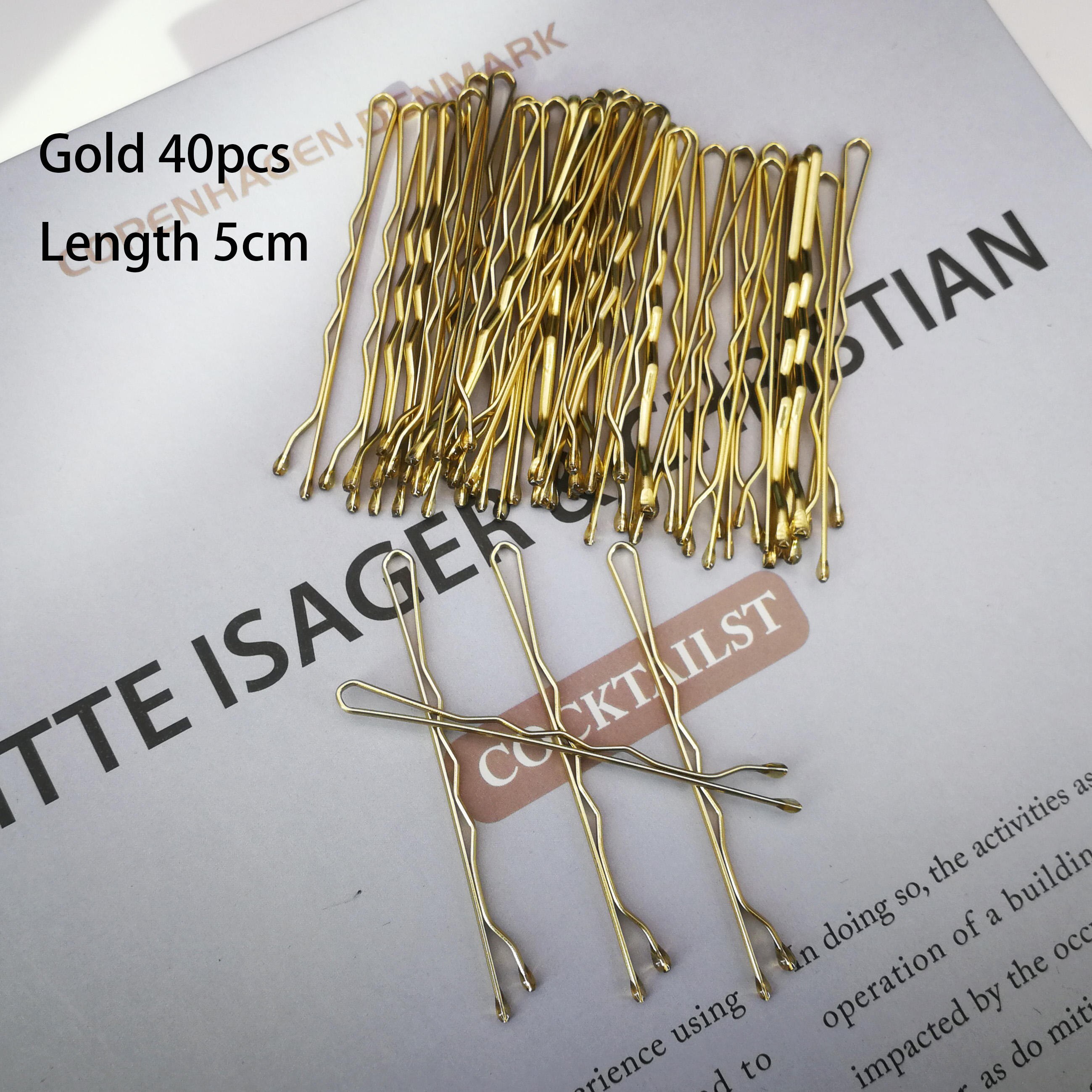 Perni per capelli in lega da sposa a forma di U fermagli per capelli ondulati semplici perni in metallo Bobby Barrettes strumenti per acconciature da sposa accessori regali: Hairpin 40pcs Gold