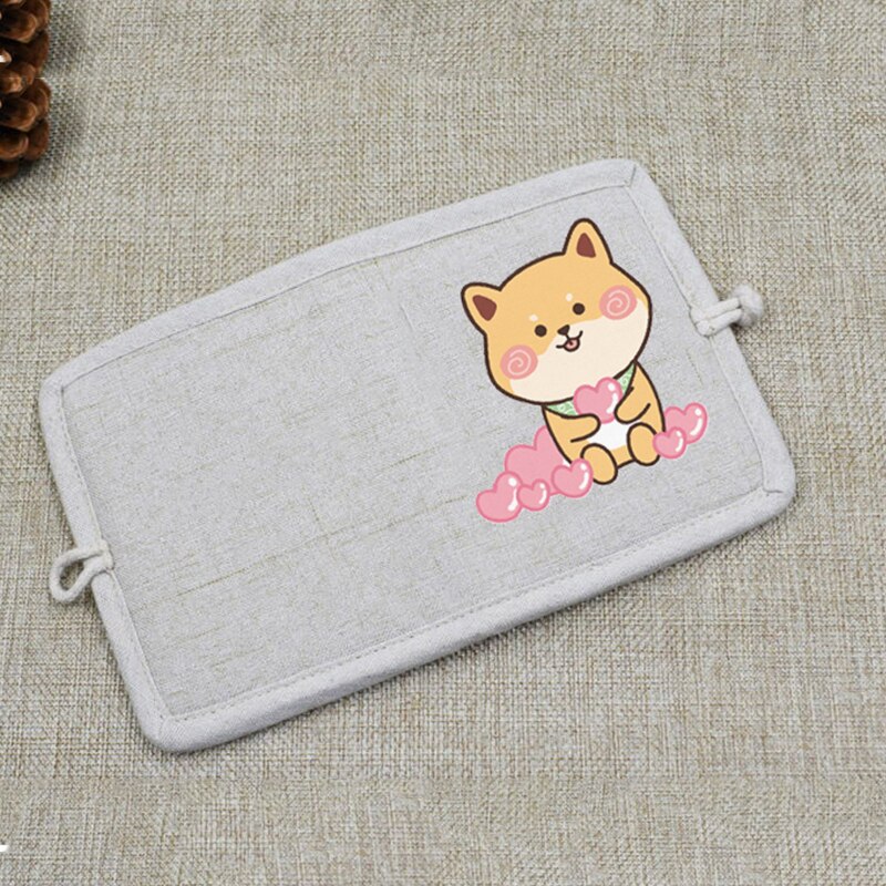 Cartoon Cute Corgi Dog Printing Short Wallet Chinese Style Linen Handmade Women's Wallets Kawaii Purse for Girls