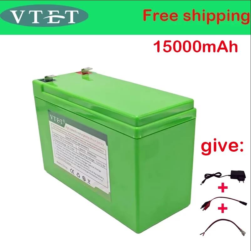 12V DC 15Ah-20Ah 3S7P 18650 High-capacity Lithium Battery, Suitable for Standard 12Voltage Equipment+12V 3A Charger+BMS 1KG: PURPLE