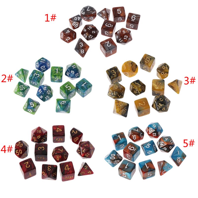 11Pcs/Set Digital Dice D4 D6 D8 D10 D12 D20 Sided Dices For RPG DND D&D