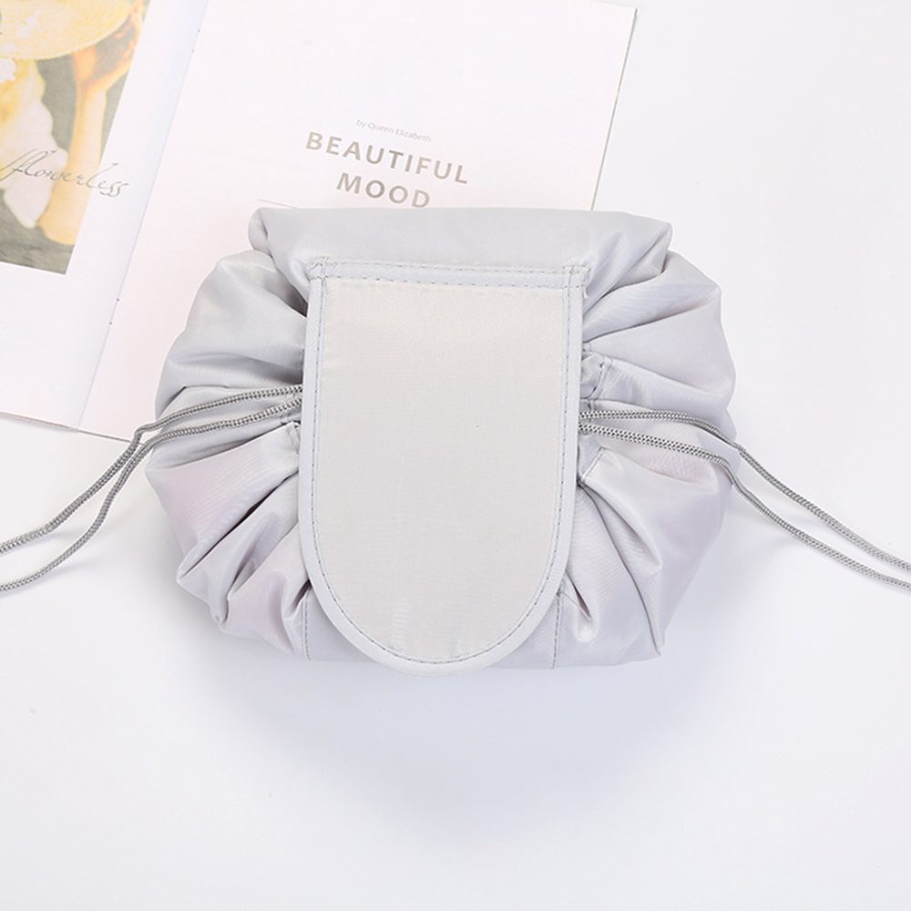 Unisex Portable Lazy Storage Cosmetic Bag Drawstring Waterproof Magic Makeup Pouch Large Capacity Travel Toiletry Bag: Gray