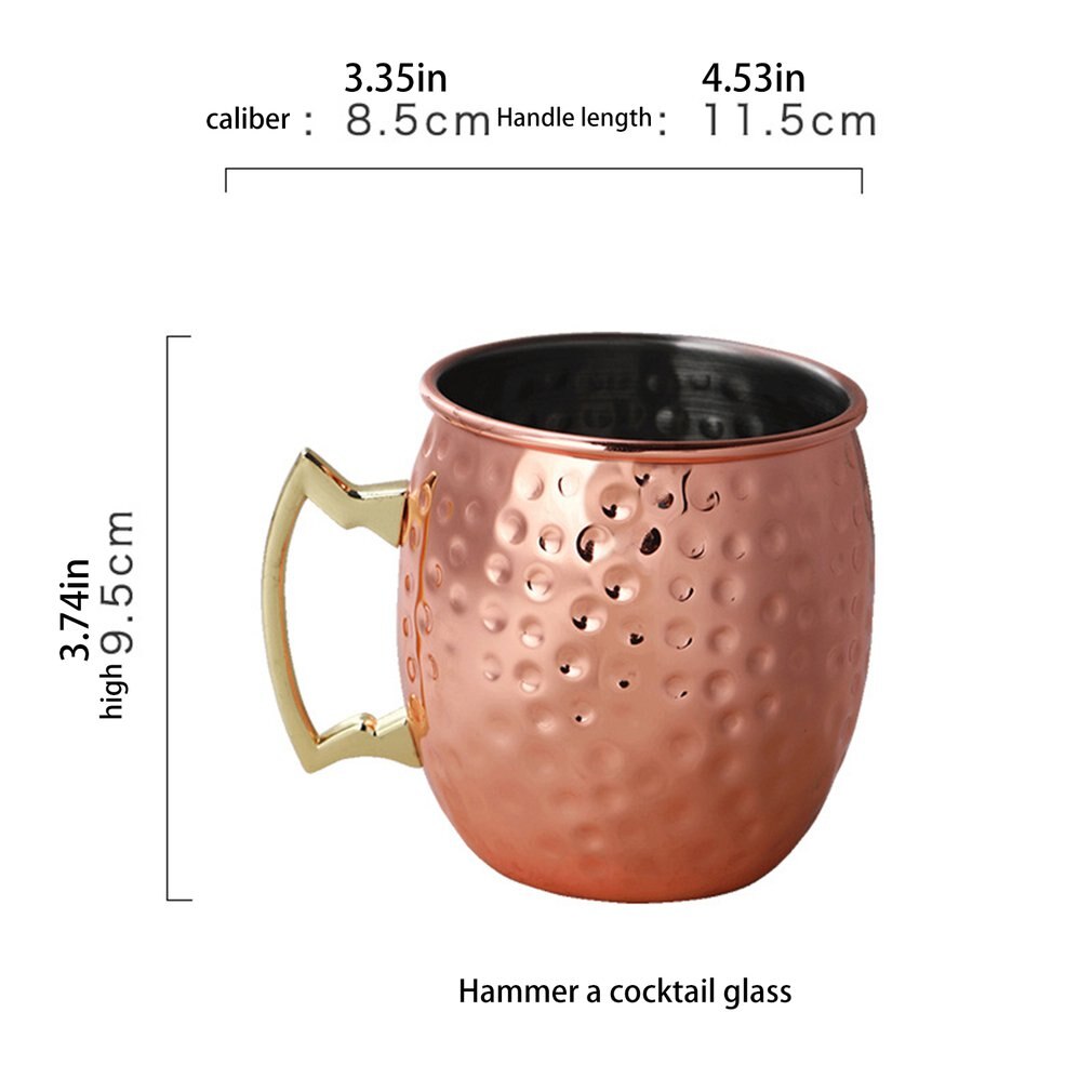 Moskva mulmugg 304 rostfritt livsmedelssäkert cocktailkopp handgjord hamrad kopparpläterad kopp 550ml drickmugg