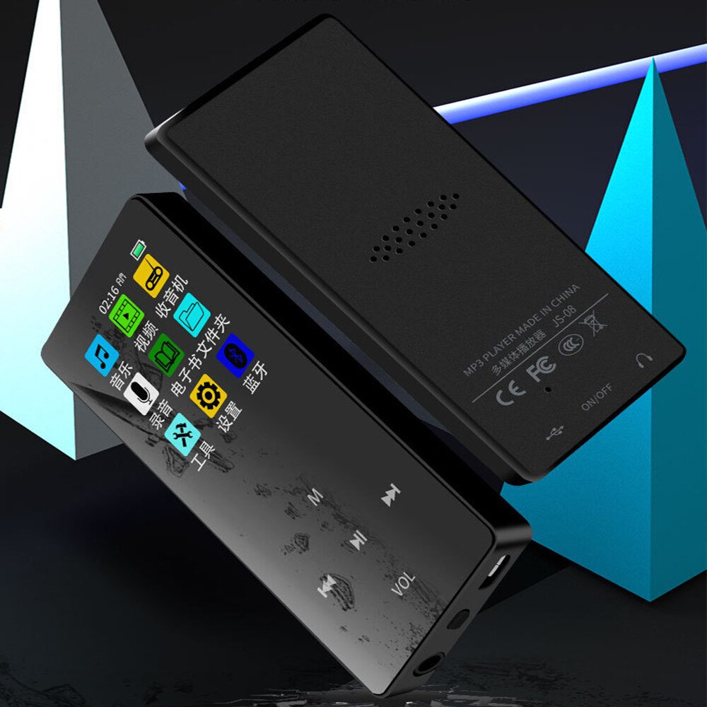 Bluetooth MP3 Player Speaker 16GB Hifi Metal Portable Walkman with Fm Radio Recording Built-in Speaker Touch Key 1.8 Inch Screen