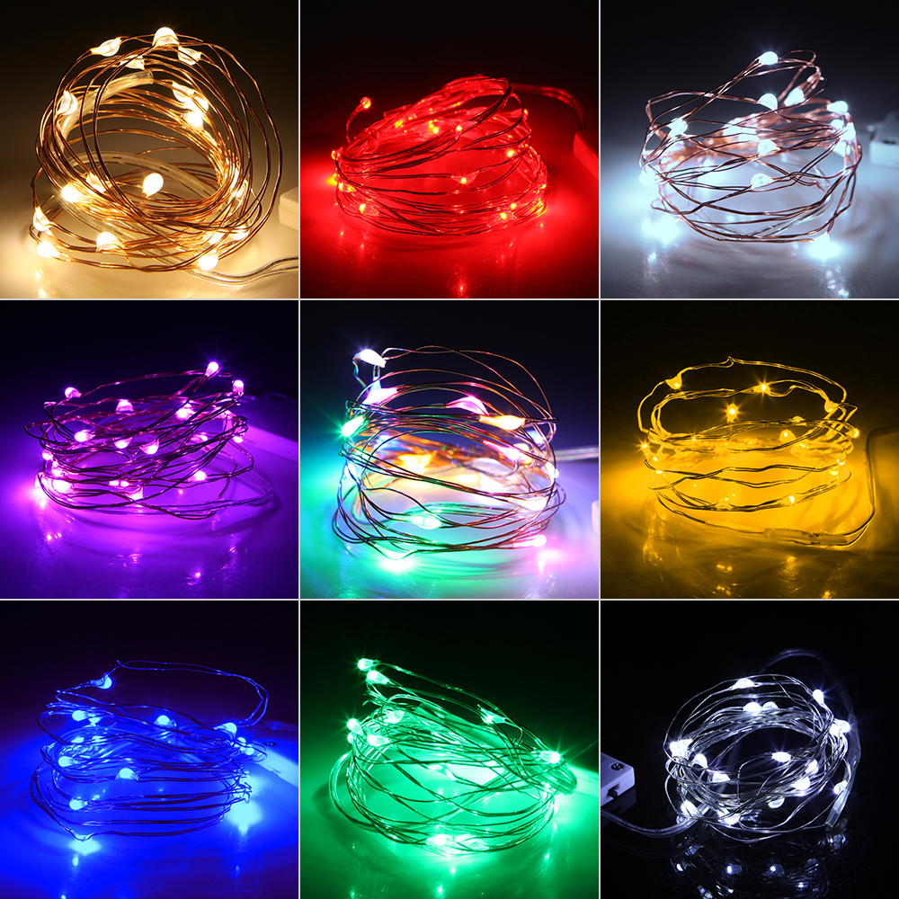 Kupferlichter, 1 m, 2 m, 3 m, Mini-Lichterkette CR2032, batteriebetrieben, Lichterkette für Schlafzimmer, Weihnachten, Party, Hochzeit, Dekoration