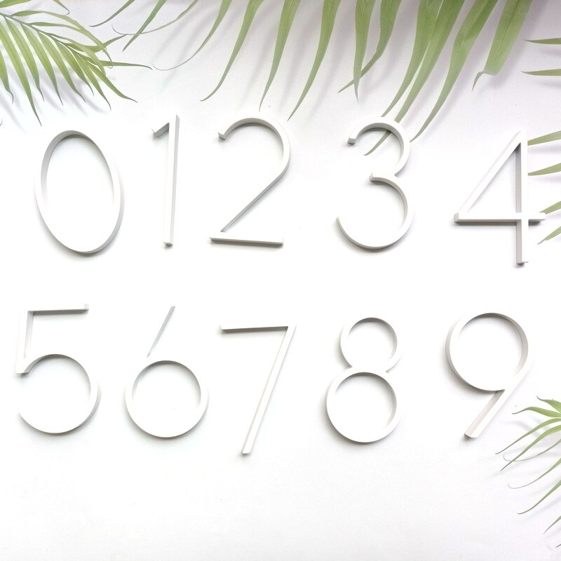 127mm Floating House Number Letters Big Modern Door Alphabet Home Outdoor 5 in.White Numbers Address Plaque Dash Slash Sign #0-9