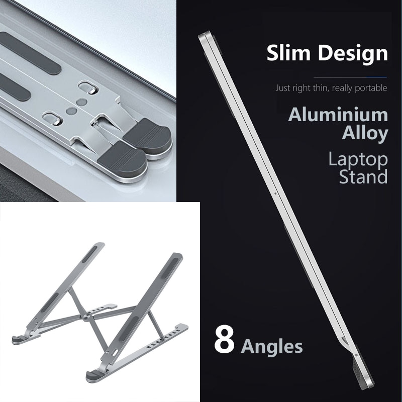 Aluminium Verstelbare Opvouwbare Laptop Stand Ultra-Dunne 8 Hoeken Voor Macbook Pro Air Notebook Tablet Houder Desk Stand 2 kleur