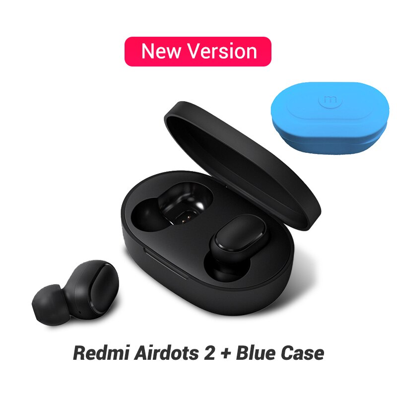 Xiaomi Redmi Airdots S / 2 Bluetooth Earphones Left Right Low Lag Mode Mi True Wireless Headphones BT5.0 TWS Air Dots Headset: New add Blue Case